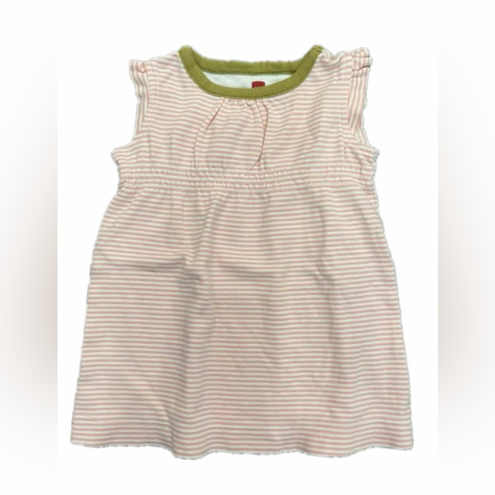 Tea Pink Striped Sleeveless Dress